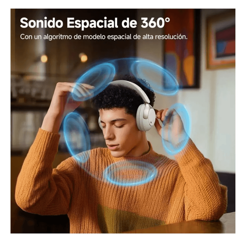 Audífonos bluetooth over ear QCY H3 Pro con cancelación de ruido ANC batería 55 horas blanco especificaciones sonido espacial 360