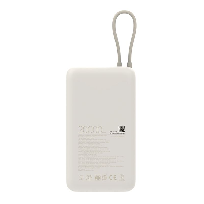 Bateria externa Xiaomi 20000mAh 33W 3 puertos beige dorsal