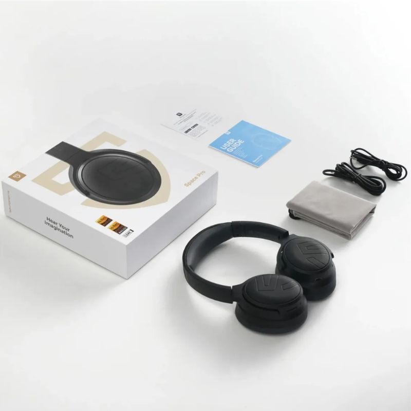 Audífonos SoundPEATS Space Pro ANC LDAC Hi-Res 151h negro  frontal oblicuo características