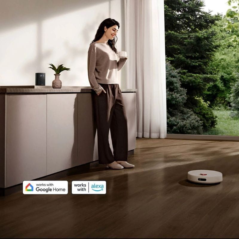 Robot aspirador Xiaomi H40 en uso limpieza hogar inteligente color blanco