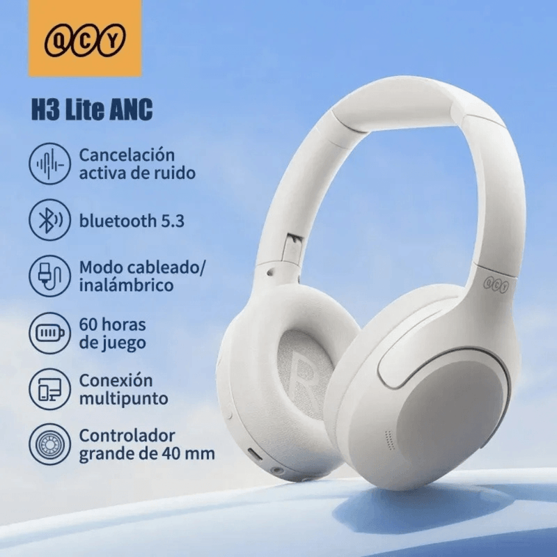 Audífonos QCY H3 Lite ANC Hi-Res Bluetooth 5.3 60h negro frontal especificaciones
