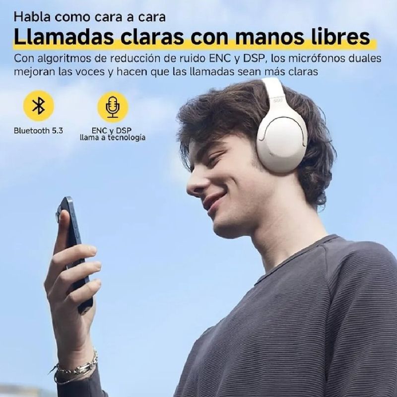 Audífonos QCY H3 Lite ANC Hi-Res Bluetooth 5.3 60h negro lateral beneficios