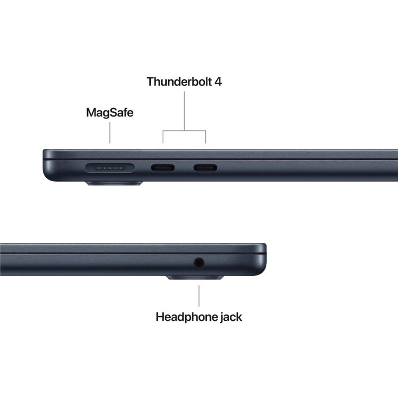MacBook Air M5 pantalla Liquid Retina 13 pulgadas color midnight vista lateral