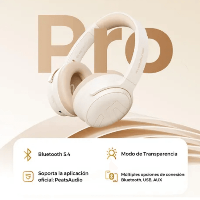 Audífonos SoundPEATS Space Pro ANC LDAC Hi-Res 151h Beige frontal beneficios