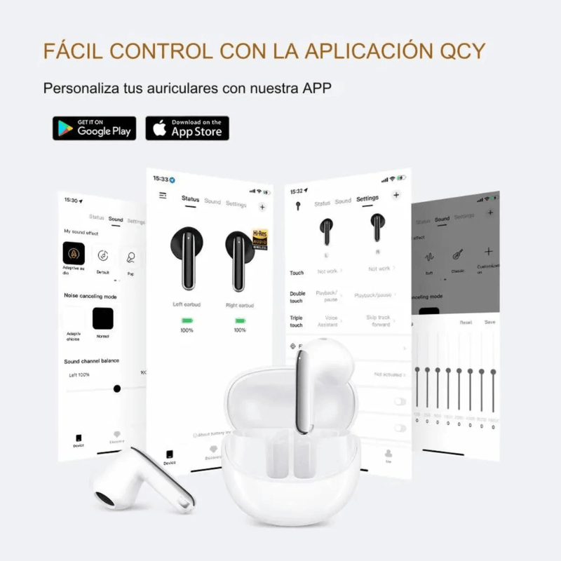 Audífonos bluetooth in ear Decibel Active Pro resistente al agua IPX5 Azul Especificaciones control mediante aplicación móvil y configuración personalizada