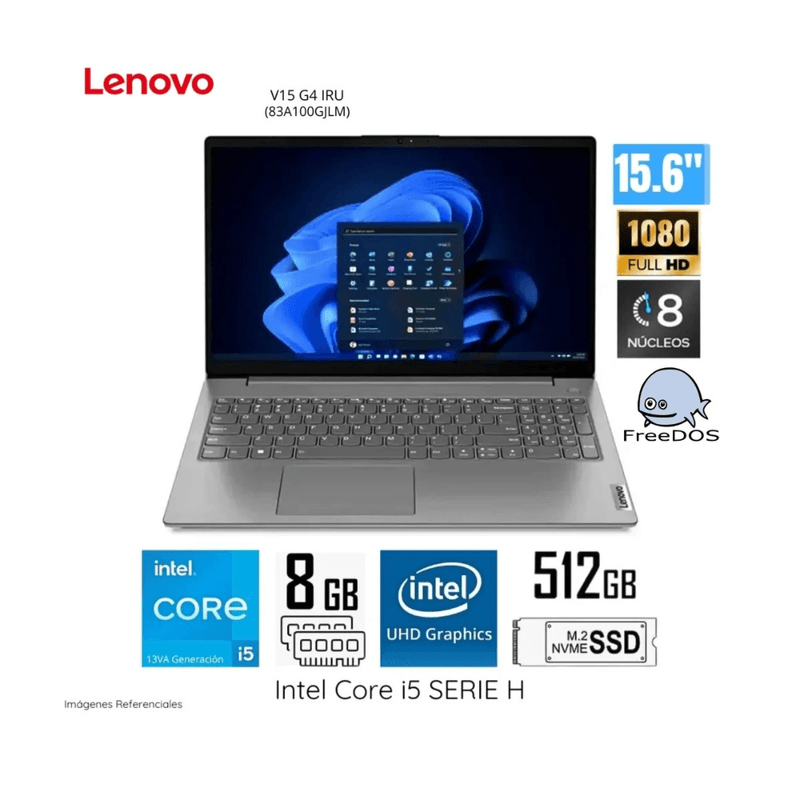 Laptop Lenovo V15 G4 IRU Intel Core i5 15."6 8GB RAM 512GB SSD gris especificaciones