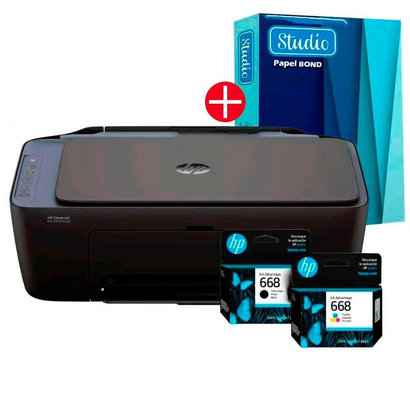Impresora multifuncional HP DeskJet Ink Advantage 2975 inalámbrica Wi-Fi con cartuchos vista frontal