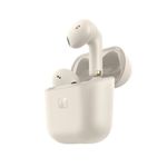 Audífonos bluetooth in ear Sennheiser Accentum Open micrófono incorporado Crema Frontal-oblicuo con estuche de carga abierto