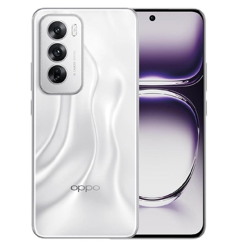 Oppo Reno 12 5G 512GB 12GB RAM color gris vista frontal y trasera