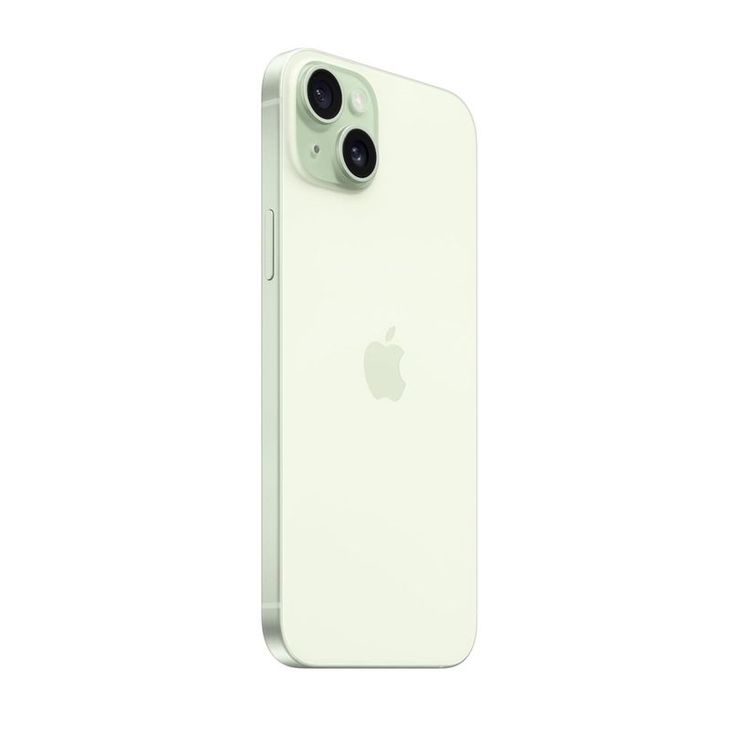 iPhone 15 Plus 256GB con doble cámara color verde vista diagonal