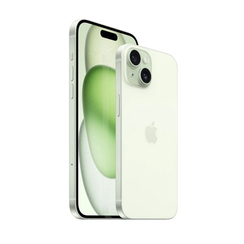 Smartphone Apple iPhone 15 Plus cámara 48MP color verde vista trasera