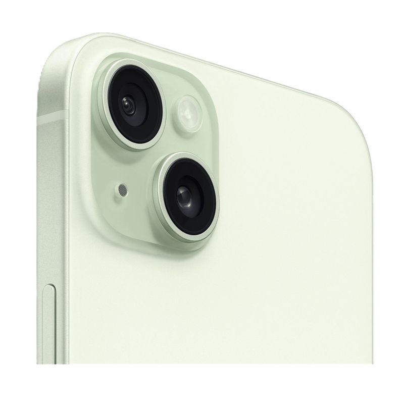 iPhone 15 Plus diseño moderno color verde vista detalle camaras