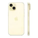 Smartphone Apple iPhone 15 Plus cámara 48MP color amarillo vista trasera y lateral