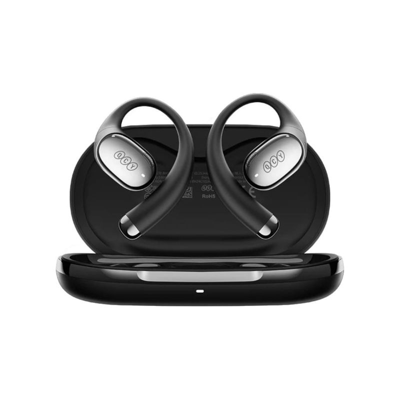 Audífonos QCY Crossky R70 Bluetooth 52h inalámbricos negro case frontal