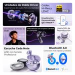 Audífonos QCY N70 Bluetooth 50h ANC inalámbricos morado especificaciones