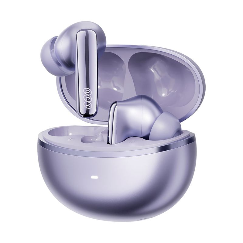 Audífonos QCY N70 Bluetooth 50h ANC inalámbricos morado frontal oblicuo