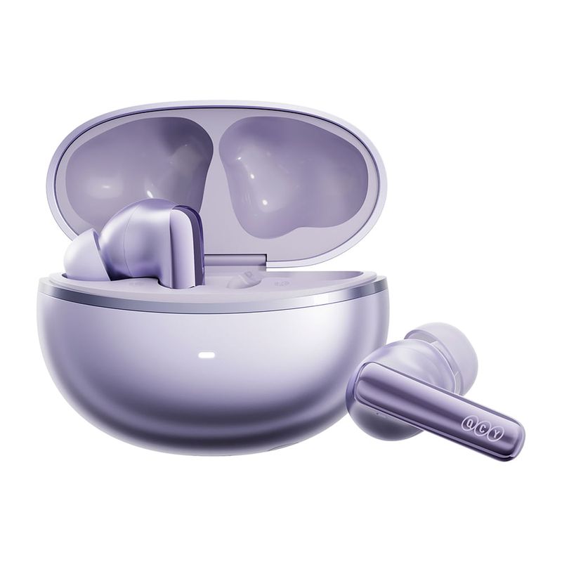 Audífonos QCY N70 Bluetooth 50h ANC inalámbricos morado case frontal