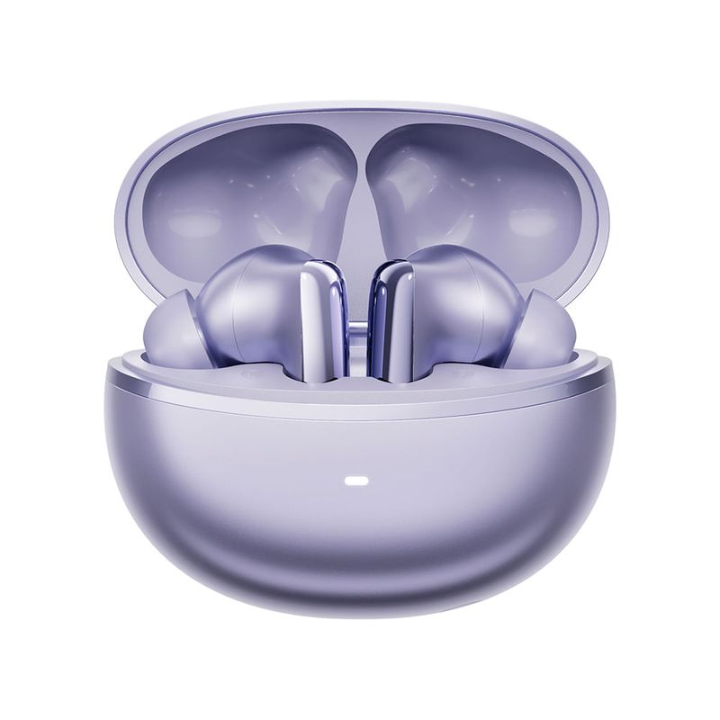 Audífonos QCY N70 Bluetooth 50h ANC inalámbricos morado estuche abierto frontal