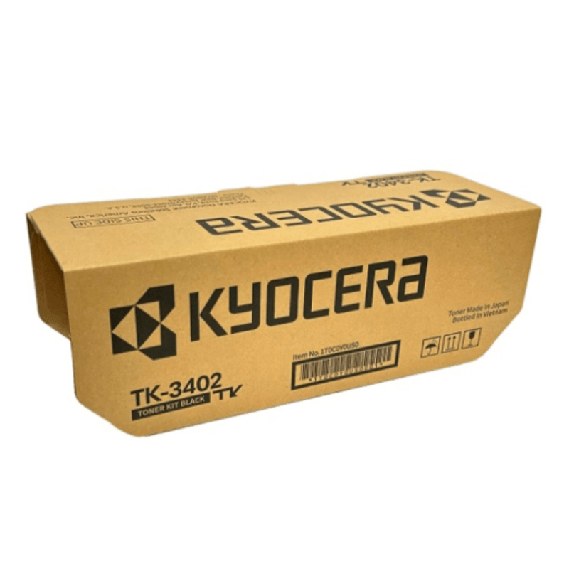 Tóner Kyocera TK-3402 negro alto rendimiento vista frontal de empaque
