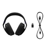 Audífonos gamer Logitech G321 con micrófono bluetooth 20 horas negro vista frontal y cable de carga