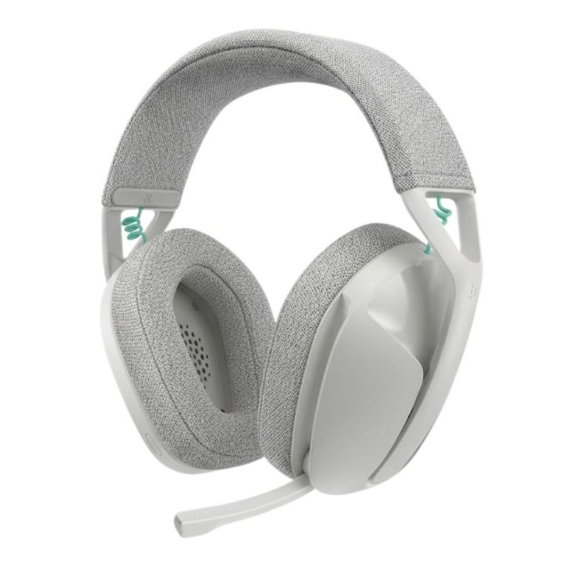Audífonos gamer Logitech G321 con micrófono bluetooth inalámbrico blanco vista frontal oblicuo