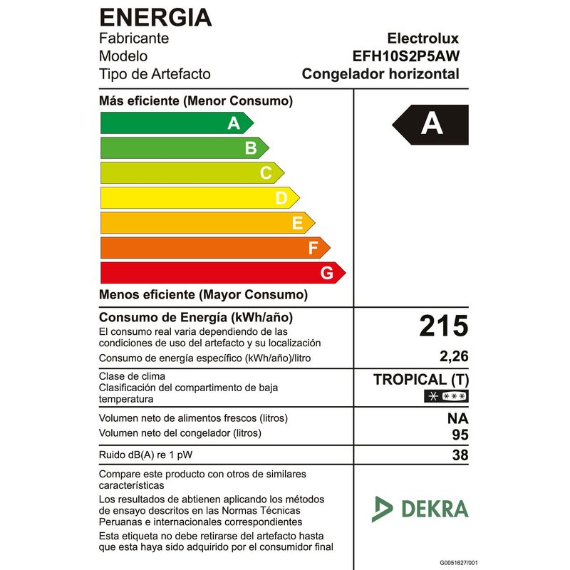 Congelador Electrolux con control de temperatura color blanco información