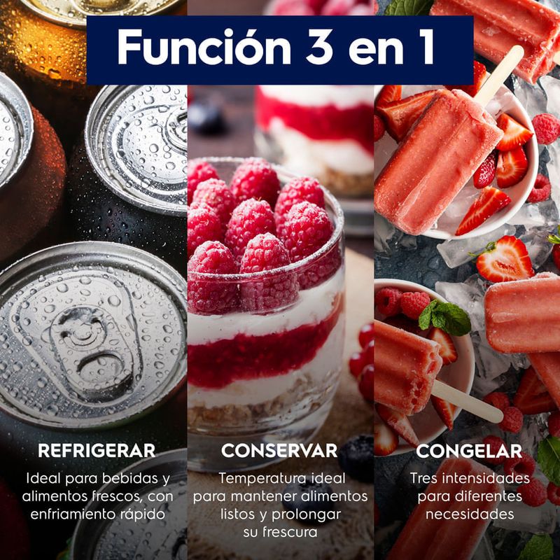 Congelador Electrolux en uso almacenamiento alimentos color blanco
