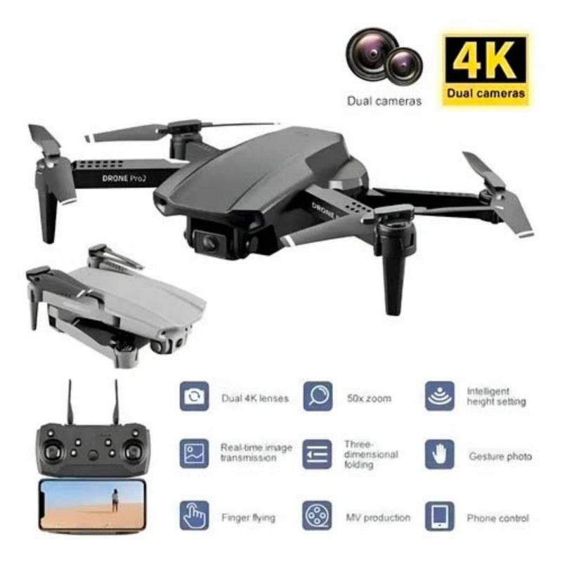 Drone Syshop E99 Pro grabación en 4K FHD Wi-Fi negro especificaciones