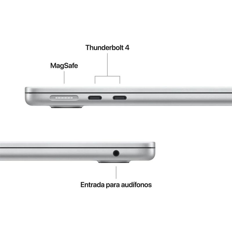 Laptop Apple MacBook Air M5 diseño delgado color Silver vista lateral