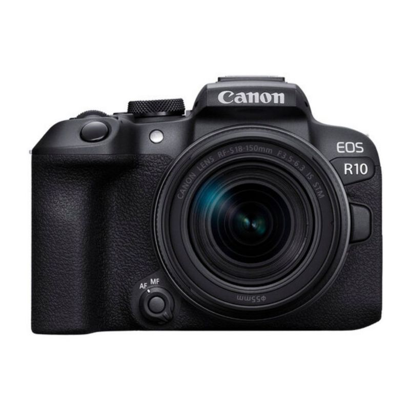 Cámara mirrorless Canon EOS R10 24.2MP video 4K alta resolución negro vista frontal