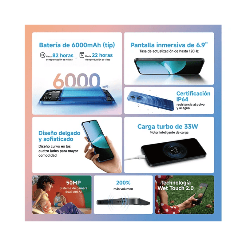 Redmi 15C en uso multimedia y redes sociales color verde