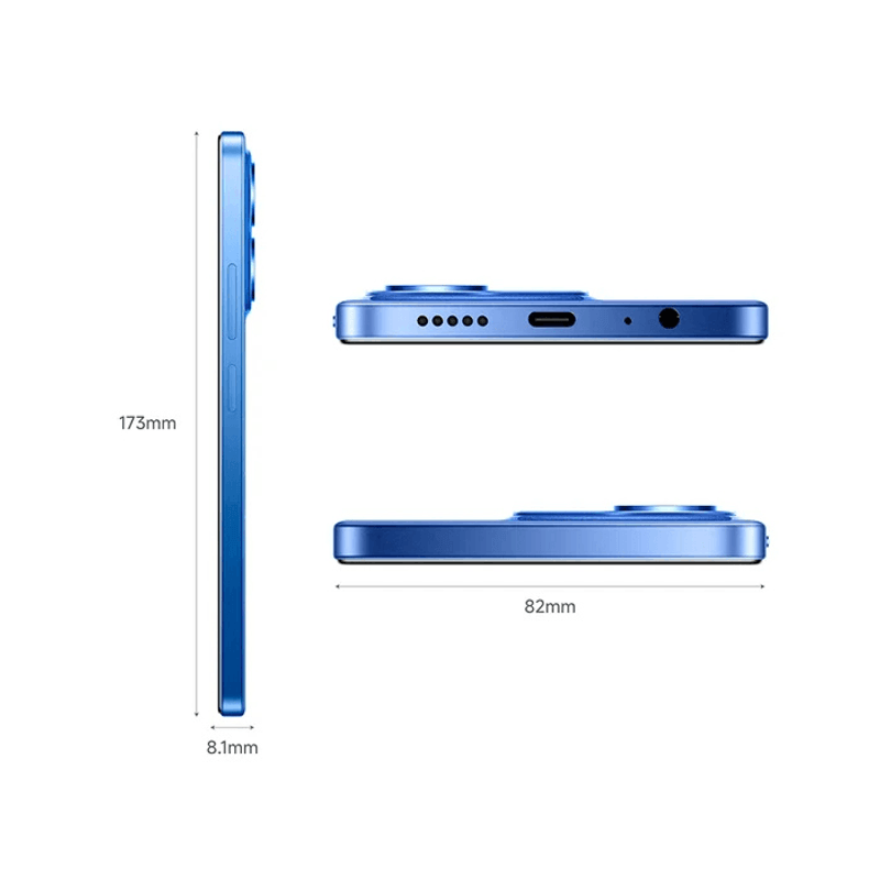 Smartphone Xiaomi Redmi 15C cámara 50MP color azul vista trasera y lateral