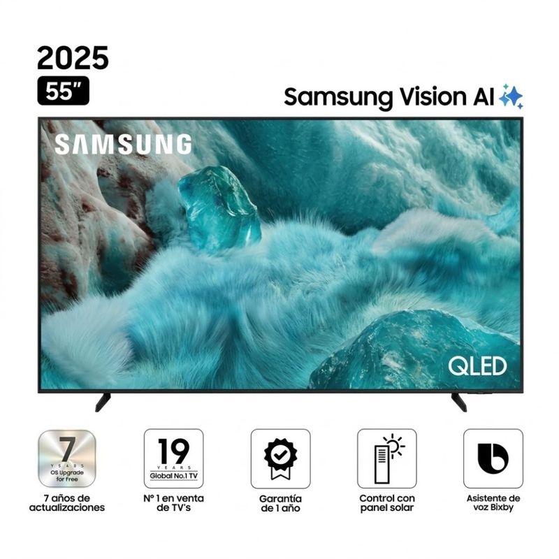 Smart TV Samsung 55 QLED 4K Vision AI Tizen 2025 frontal caracteristicas