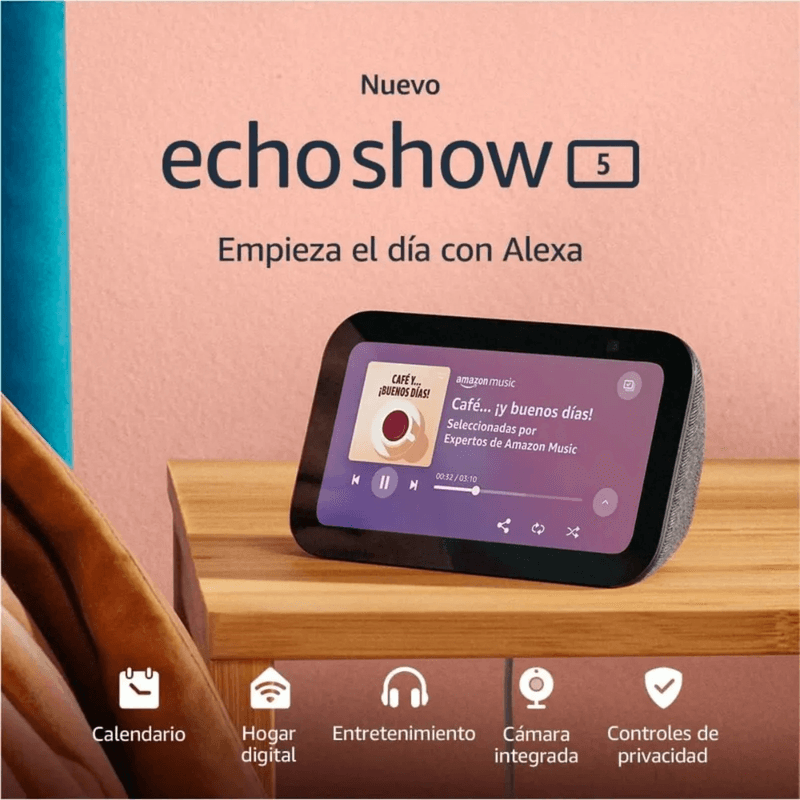 Amazon Echo Show 5 Alexa pantalla WiFi Bluetooth negro diagonal