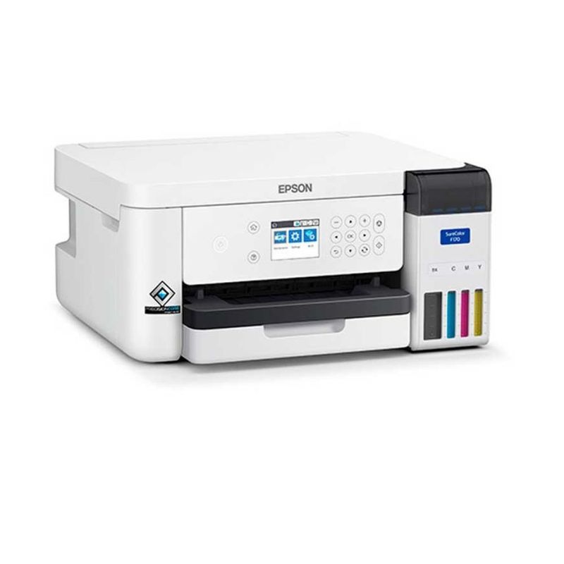 Impresora de sublimacion Epson SureColor F170 inalámbrico con tanque recargable vista frontal oblicua