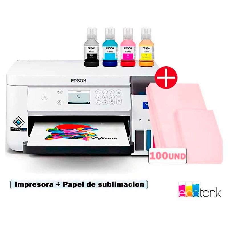 Impresora de sublimacion Epson SureColor F170 inalámbrico con tanque recargable con 4 botellas de tinta