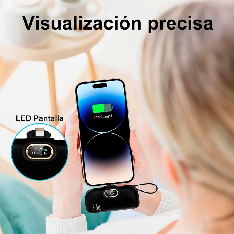 Mini cargador portátil Demgel DE-2028 6500 mAh Negro Especificaciones visualización precisa del nivel de batería