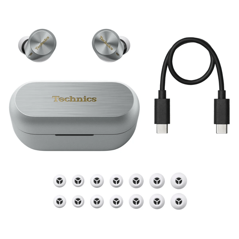 Audífonos Technics AZ80 ANC 32h LDAC Bluetooth silver contenido