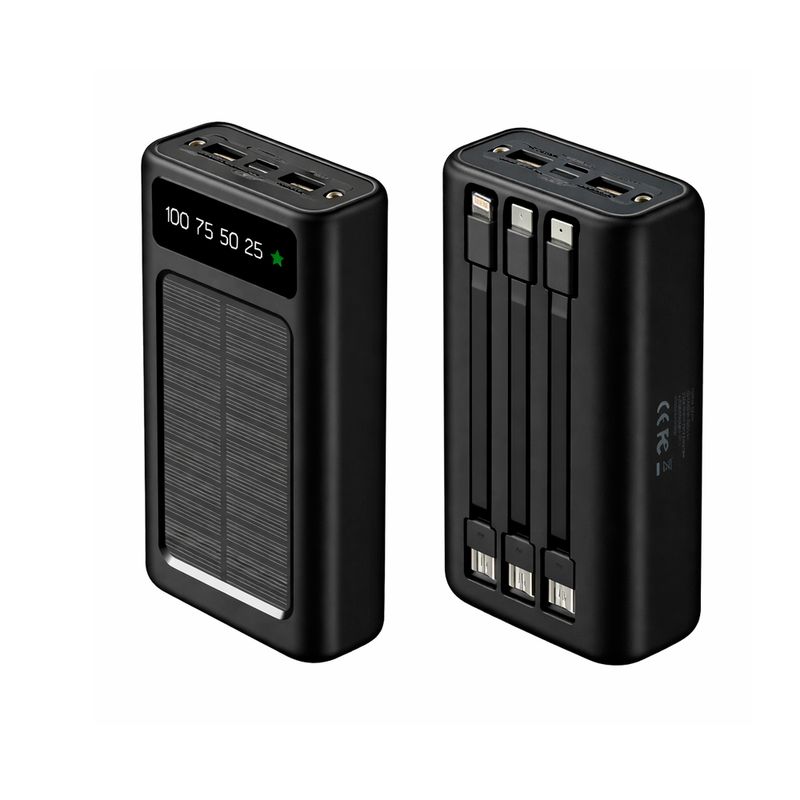Cargador portátil Sanci 40000 mAh alta capacidad carga rápida vista frontal y dorsal oblicua