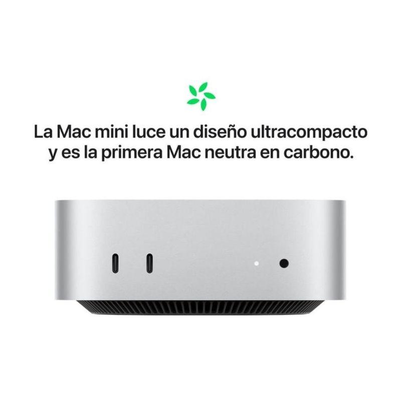 Mac mini Apple M4 16GB RAM 256GB SSD plateado vista frontal