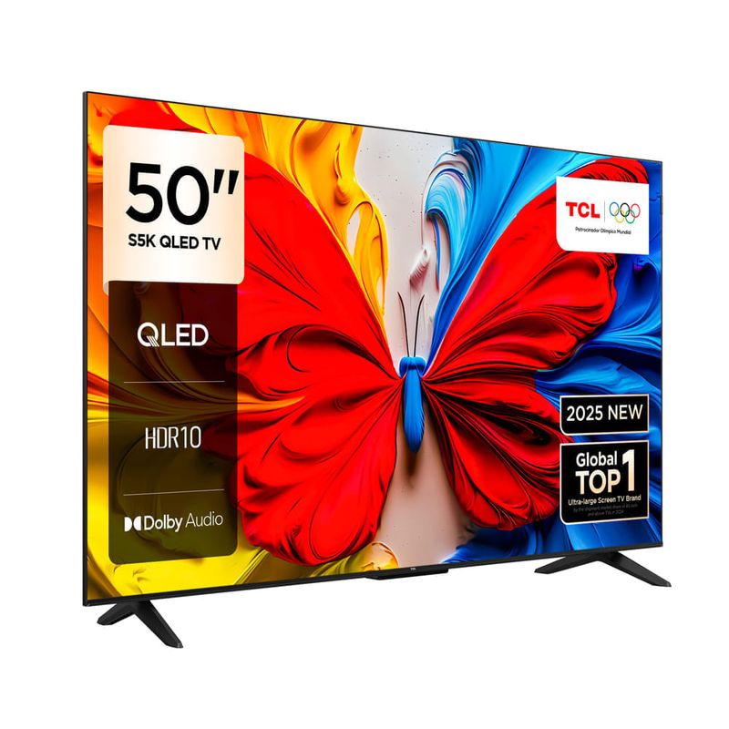 Smart TV TCL Full HD QLED colores vibrantes color negro vista diagonal