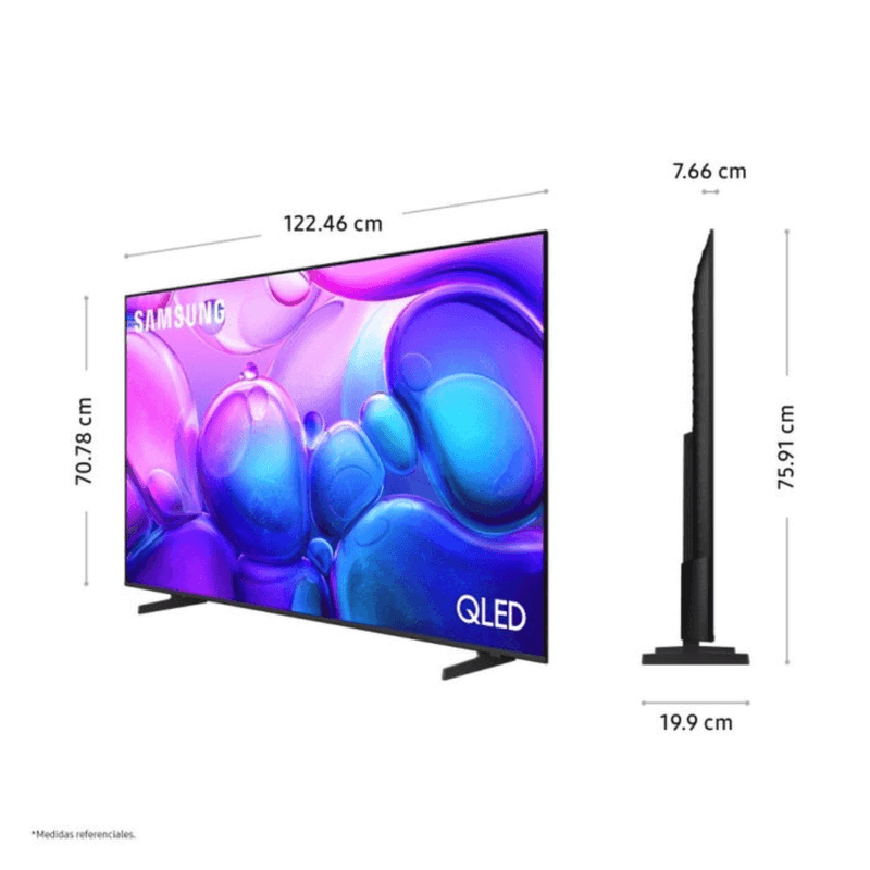 Smart TV Samsung 55 QLED 4K UHD Tizen 2025 55 pulgadas frontal oblicuo