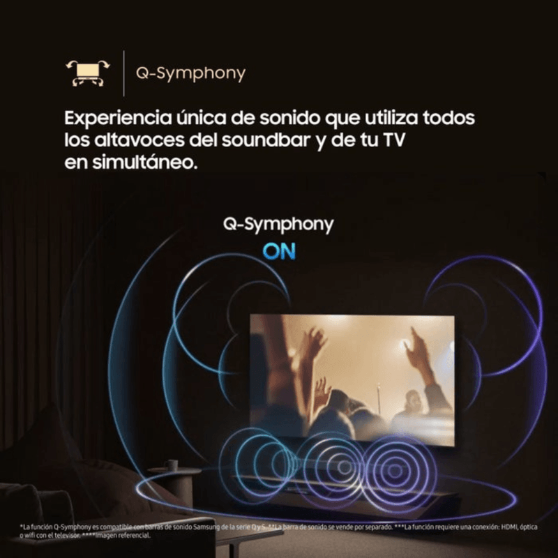 Smart TV Samsung 55 QLED 4K UHD Tizen 2025 55 pulgadas frontal beneficios