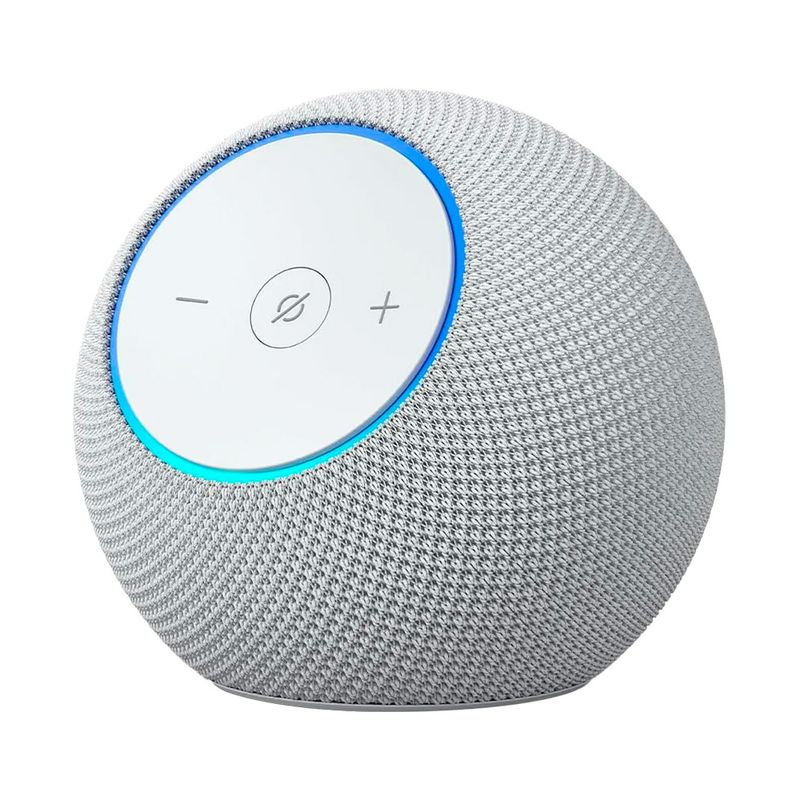 Echo Dot Max con Alexa sonido potente color blanco vista lateral