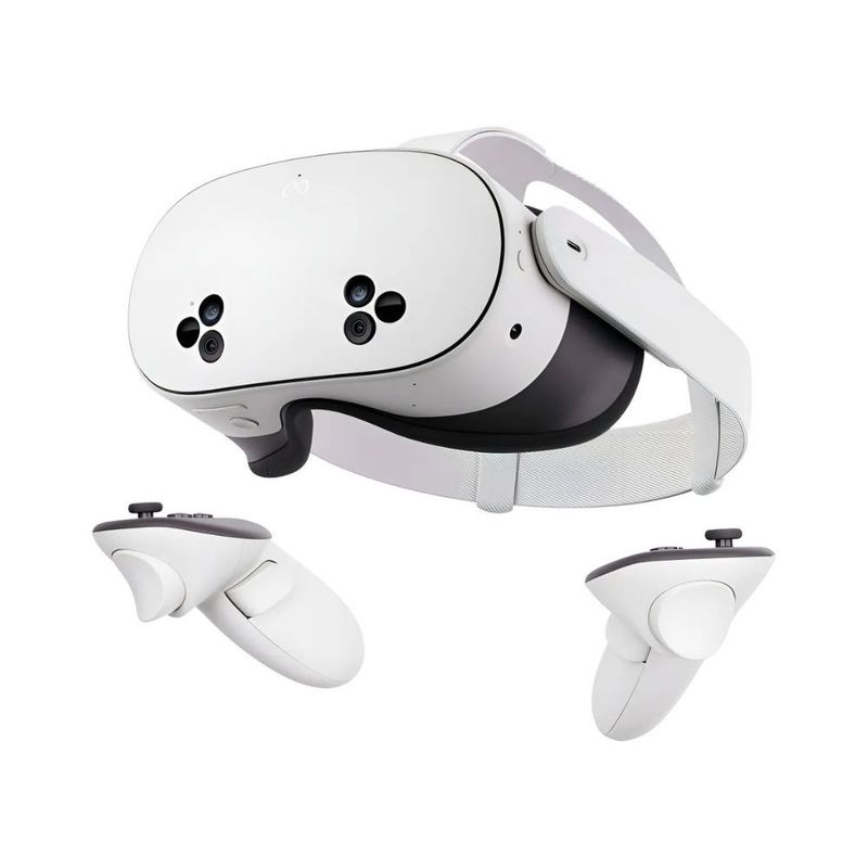 Lentes de realidad virtual Meta Quest 3S 256GB Wi-Fi blanco vista frontal oblicua