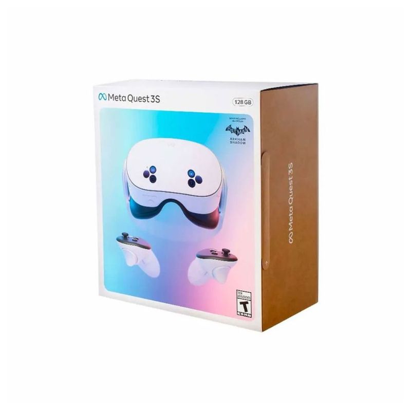 Lentes de realidad virtual Meta Quest 3S 128GB Wi-Fi blanco vista empaque
