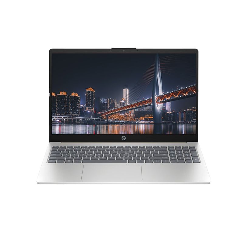 Laptop HP Core 5 120U 16GB RAM 15.6 pulgadas dorado cálido plata natural vista frontal