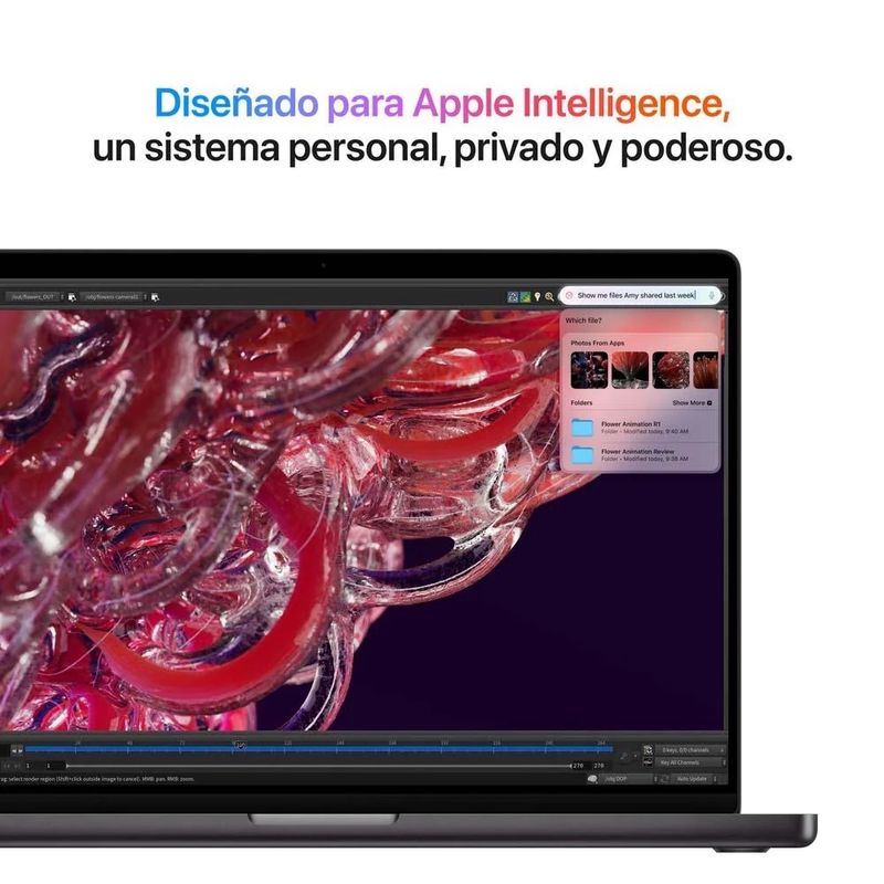 Laptop Apple MacBook Pro 14" M5 Gris Espacial Vista de Perfil abierta destacando la extrema delgadez del chasis profesional.