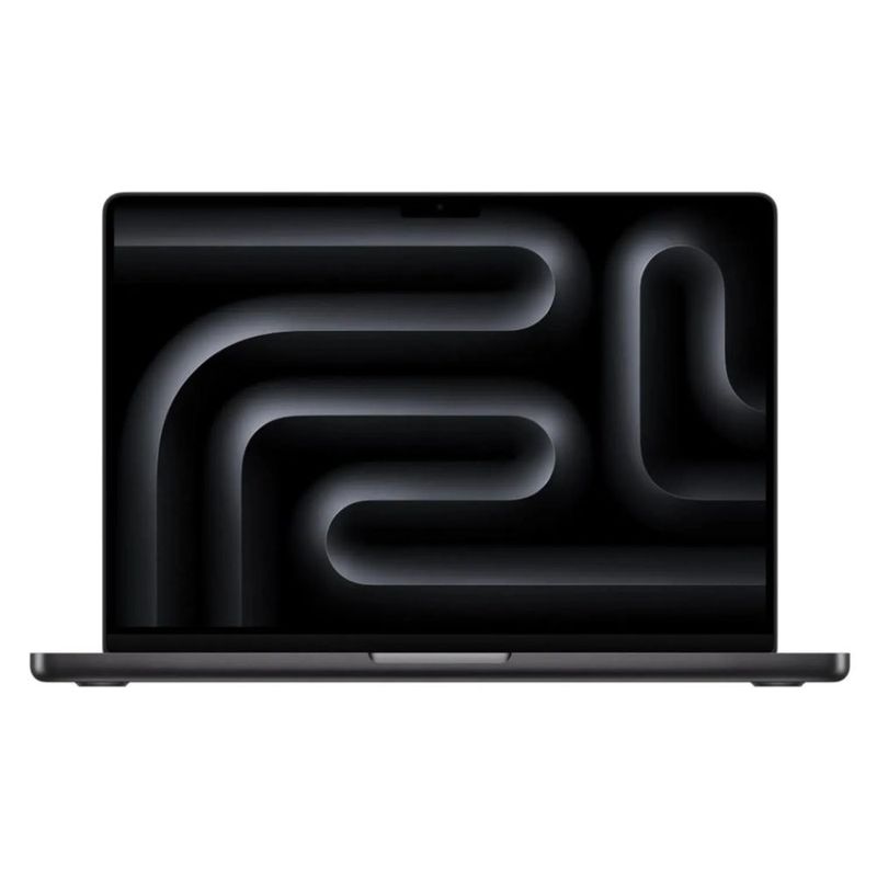 Laptop Apple MacBook Pro 14" M5 Pantalla Liquid Retina XDR Gris Espacial Vista Frontal encendida mostrando fondo de pantalla profesional
