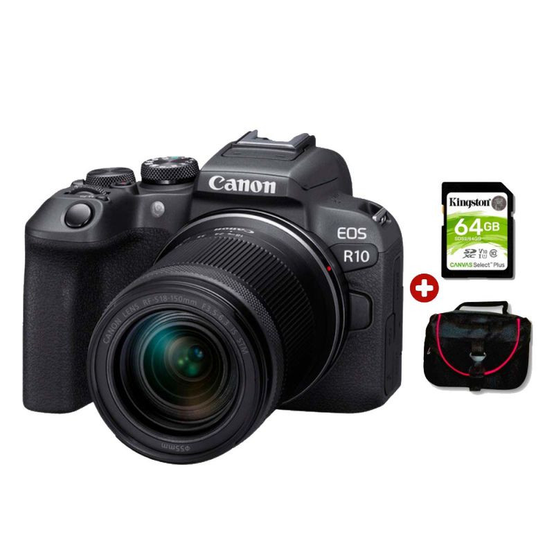 Cámara mirroless Canon EOS R10 24.2MP + lente 18-150mm negro con kit básico
